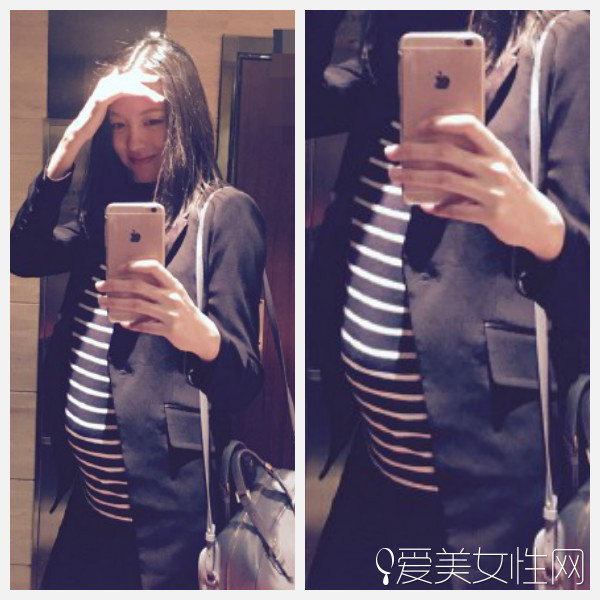 张梓琳挺大肚自拍 穿深色外套美美哒