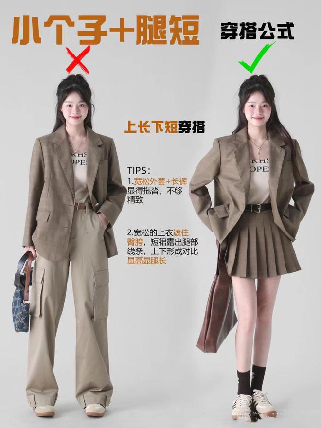 “个子矮+腿短”的女生，秋天牢记5个搭配法则，时髦显高有回头率