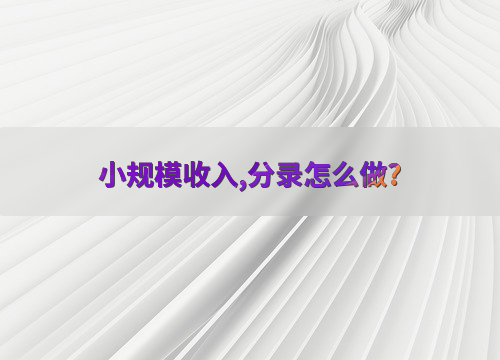 小规模收入,分录怎么做?